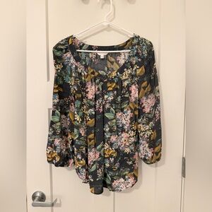 Lauren Conrad Floral Blouse – Scooped V-Neck – Women’s Small (Minor Flaw)